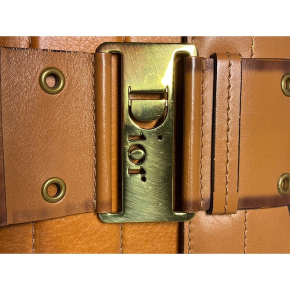CHRISTIAN DIOR BROWN & CREAM STREET CHIC COLUMBUS BAG – RDB Vintage 2002 Christian Dior Street Chic Columbus Bag Tan Leather Galliano Era